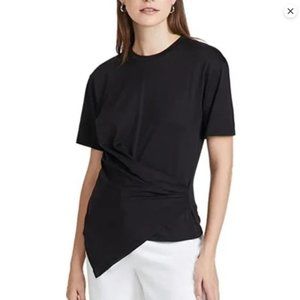 Theory Drape Apex Pure Pima Cotton Short-Sleeve Tee Shirt, Black, Small, S